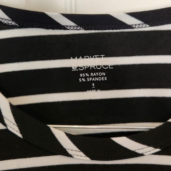 Market & Spruce Open Back Dress Black/White Striped Size Small - Picture 2 of 10